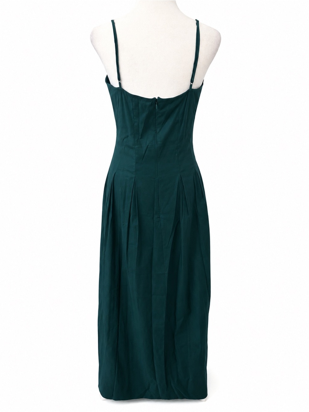 Reformation Square Neck Midi Dress in Green Organic Cotton 8 - Picture 3 of 6